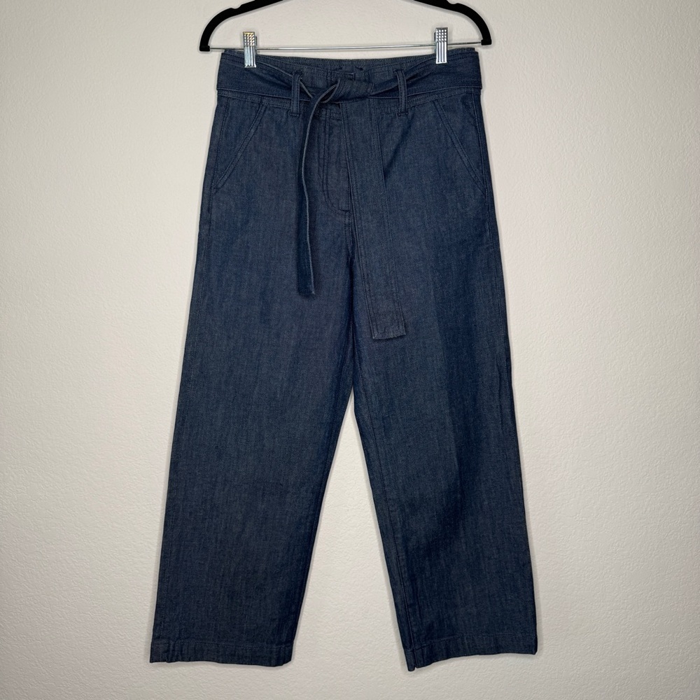 J.Crew Paper Bag Waist Tie Wide Leg Blue Denim Jeans NWT Size 27
